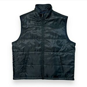 DOCKERS Navy Blue Zip Front Mock Neck Quilted Vest